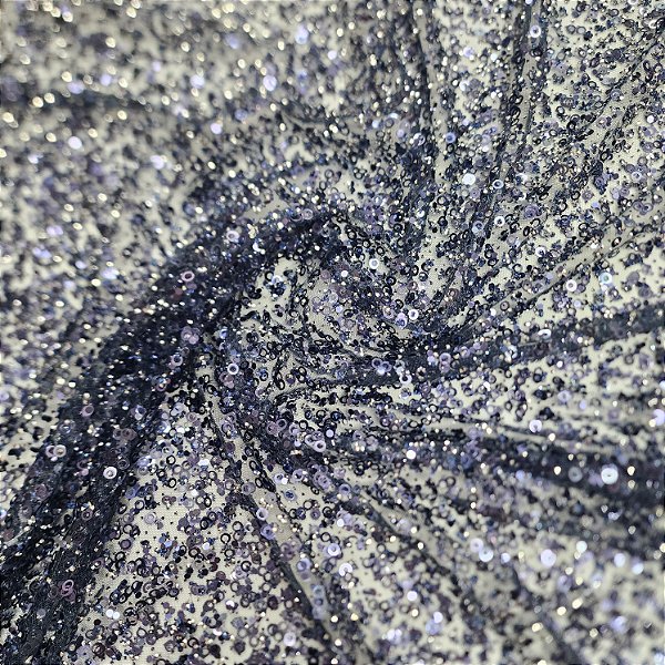 Tule Diamante Quebrado c/ Paetê 7915 Azul Marinho