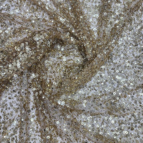 Tule Diamante Quebrado c/ Paetê 7915 Dourado