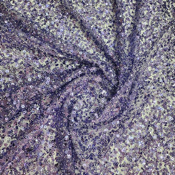 Tule Diamante Quebrado c/ Paetê 7915 Lilás