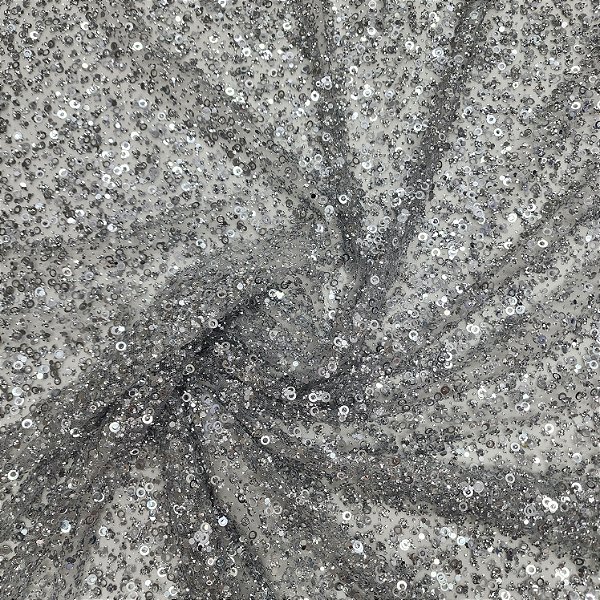 Tule Diamante Quebrado c/ Paetê 7915 Prata