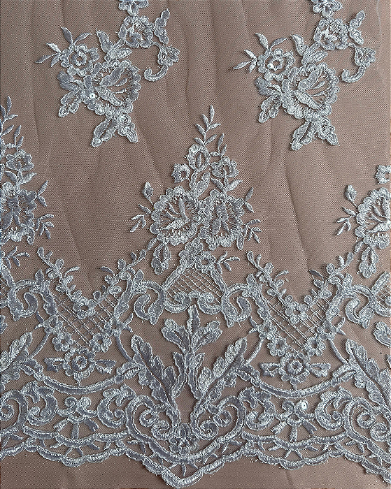 Renda c/ paetês 8905 Branca