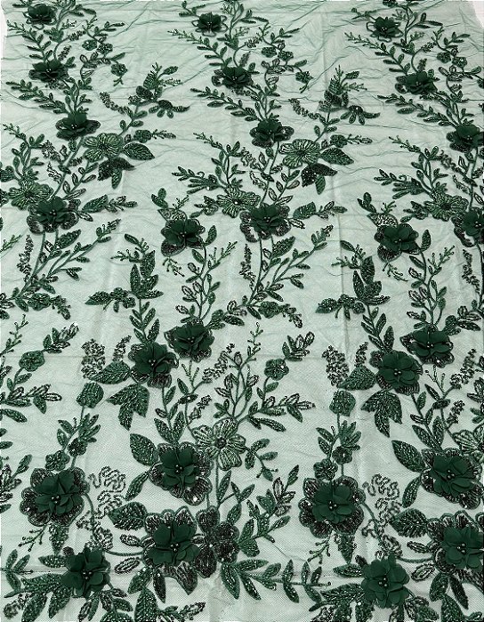 Renda Pedraria 3D 1007 Verde Esmeralda