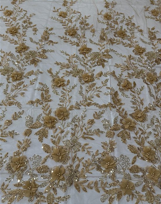 Renda Pedraria 3D 1007 Dourado