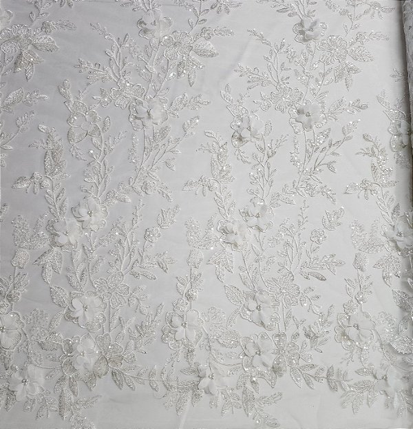 Renda Pedraria 3D 1007 Off White