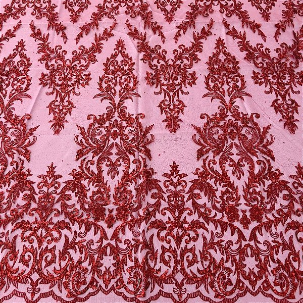 Tule c/ paetê P229 Vermelho