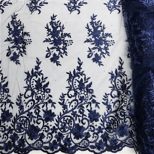 Renda fio de seda F 21 2877 1 Azul Marinho