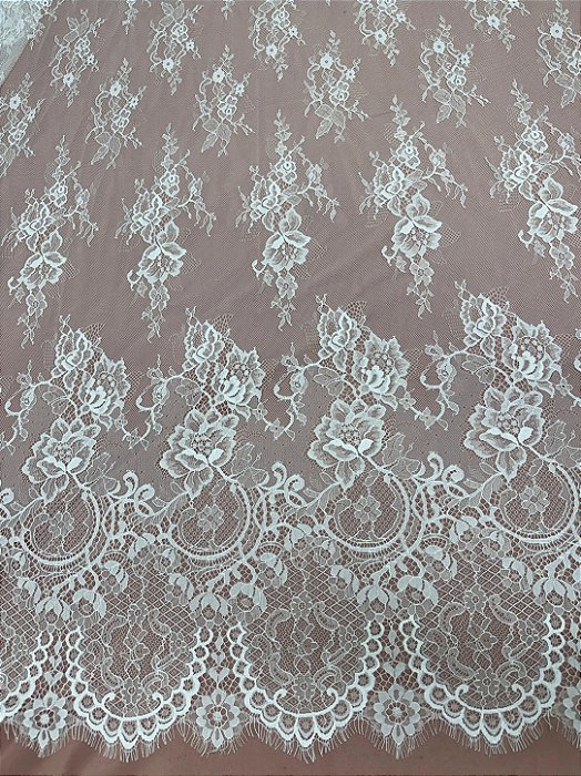 Renda Chantilly 9888 Branco - valor referente peça de 3 metros