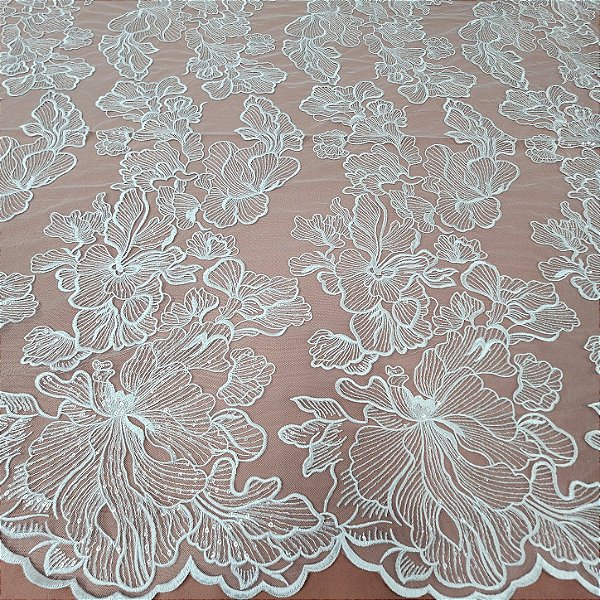 Renda c/ paetê Jasmille 8984 Branco