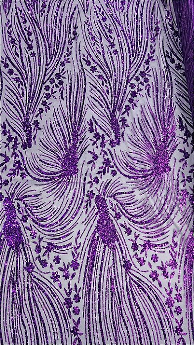 Tule Boreal c/ paetê P233 Roxo