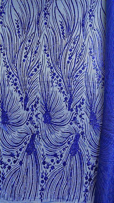 Tule Boreal c/ paetê P233 Azul Royal