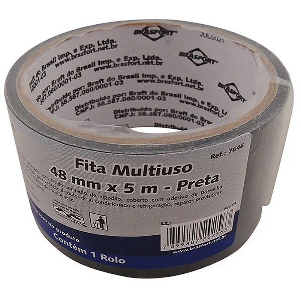 FITA MULTIUSO 48MM X 5M PRETA/SILVER TAPE BRASFORT