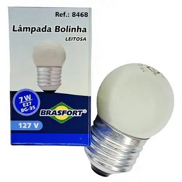 LAMPADA BOLINHA 7W 127V E27 BG35 LEITOSA BRASFORT