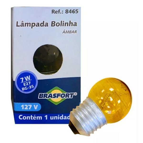 LAMPADA BOLINHA 7W 220V E27 BG35 AMBAR BRASFORT