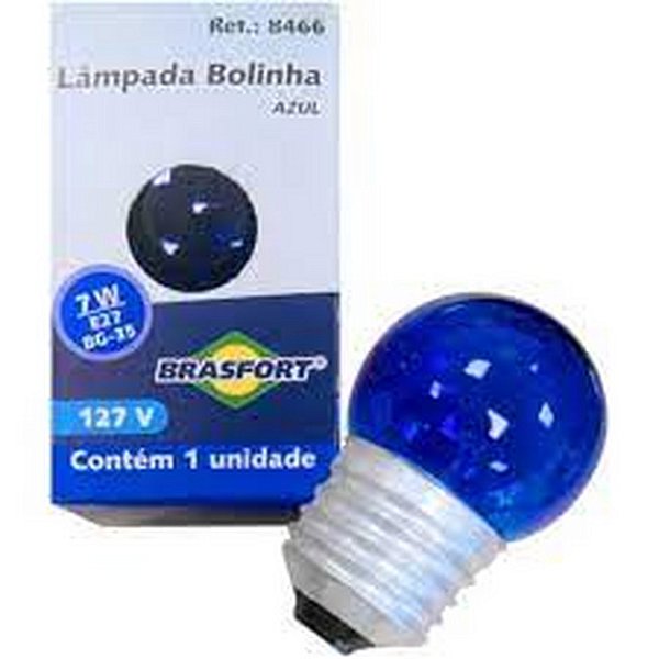 LAMPADA BOLINHA 7W 220V E27 BG35 AZUL BRASFORT