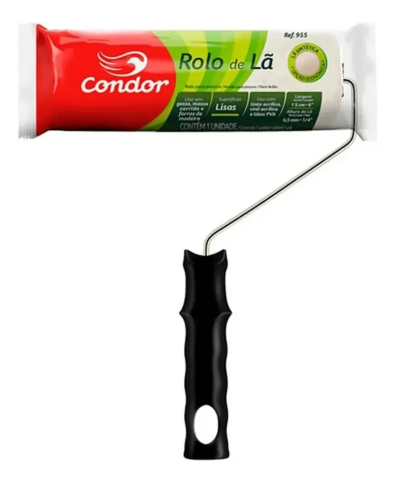 955 15CM C/S ROLO DE LA - ROLO P/ PINTURA LA SINTETICA COM SUPORTE CONDOR