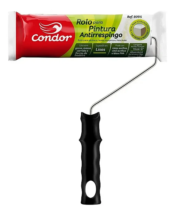 8095 15CM C/S ROLO DE LA - ROLO P/ PINTURA COM SUPORTE ANTIRRESPINGO CONDOR