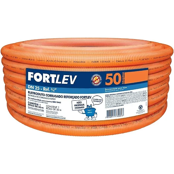 ELETRODUTO CORRUGADO REFORCADO 32MM 1 POL X 25M FORTLEV