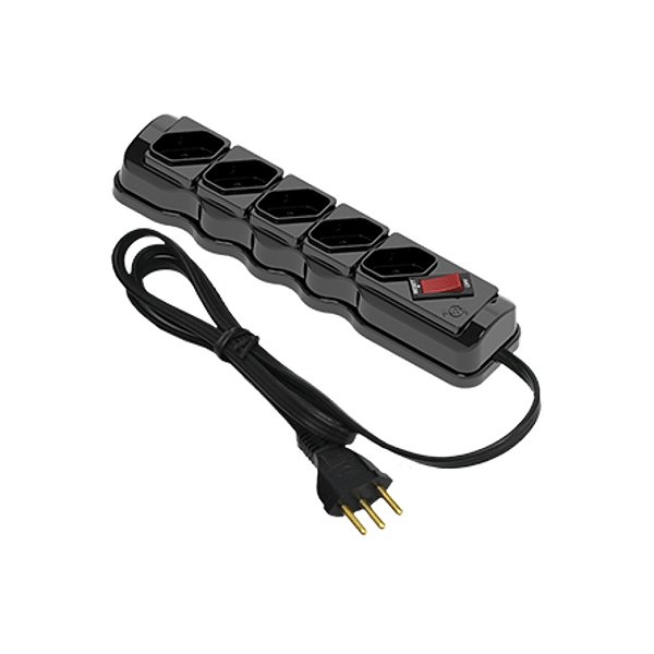 FILTRO LINHA 1,0M 5 TOMADAS BIVOLT PT ECONOMICO ILUMI