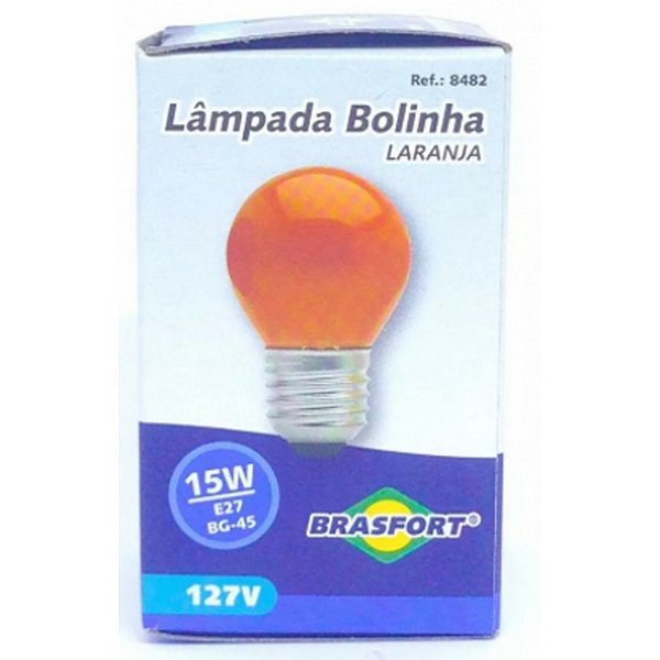 LAMPADA BOLINHA 15W 127V E27 BG35 LARANJA BRASFORT