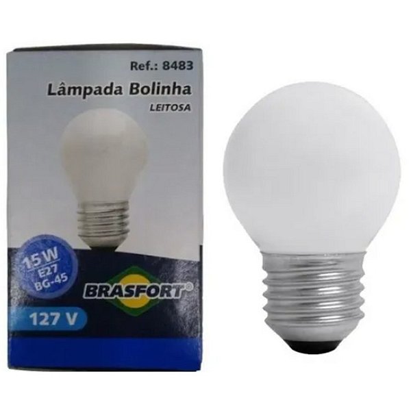 LAMPADA BOLINHA 15W 127V E27 BG35 LEITOSA BRASFORT