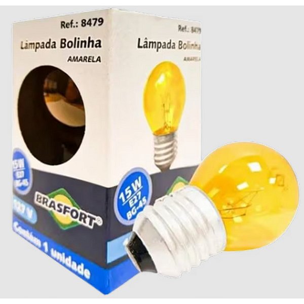 LAMPADA BOLINHA 15W 127V E27 BG35 AMARELA BRASFORT