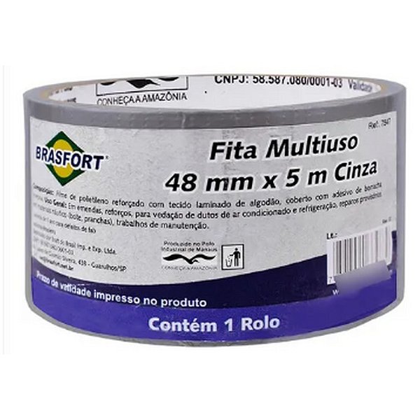 FITA MULTIUSO 48 MM X 5M CINZA/SILVER TAPE BRASFORT