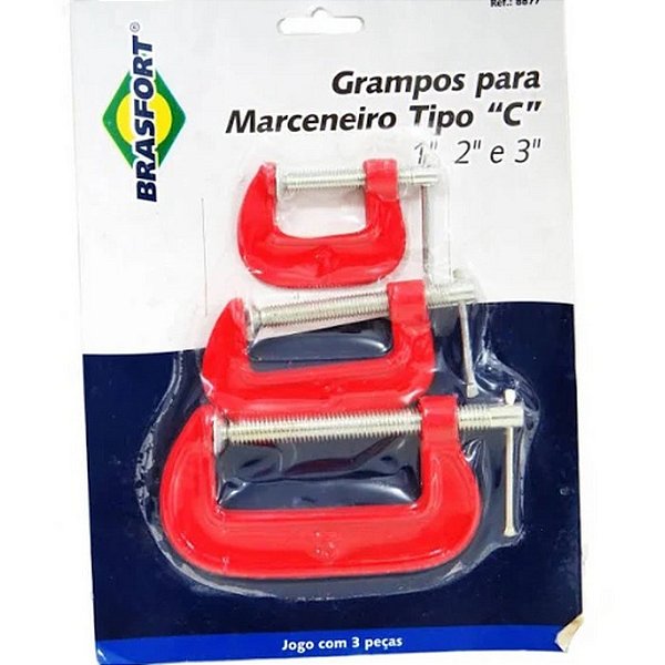 GRAMPO TIPO "C" KIT 3 TAM. BRASFORT