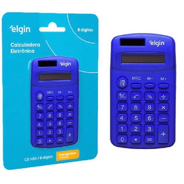 CALCULADORA BOLSO CB1485 AZUL 8 DIGITOS SOLAR ELGIN
