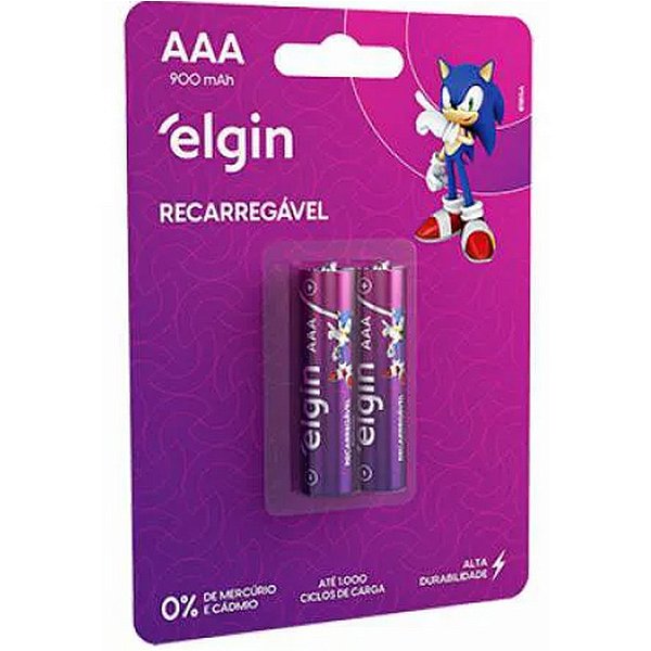 PILHA RECARREGAVEL AAA BLISTER C/ 2 900mah ELGIN
