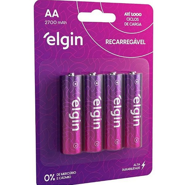 PILHA RECARREGAVEL AA BLISTER C/ 4 2700mah ELGIN