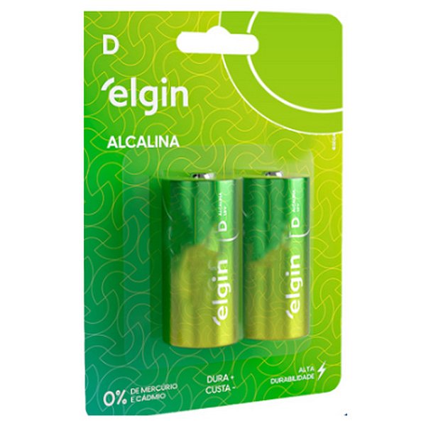 PILHA ALCALINA D BLISTER C/ 2 ELGIN