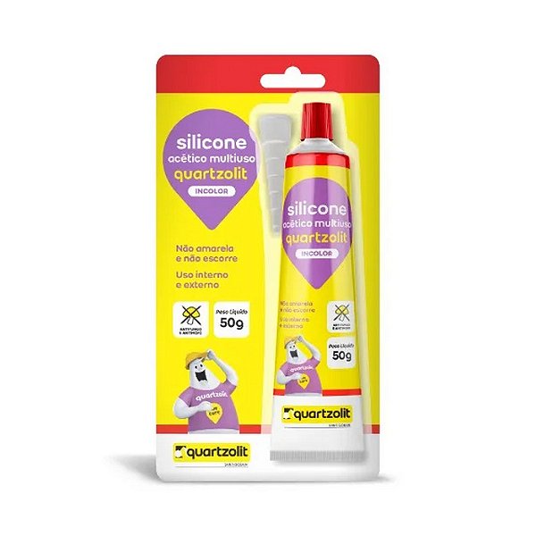 SILICONE ACETICO BISNAGA INCOLOR 50G QUARTZOLIT