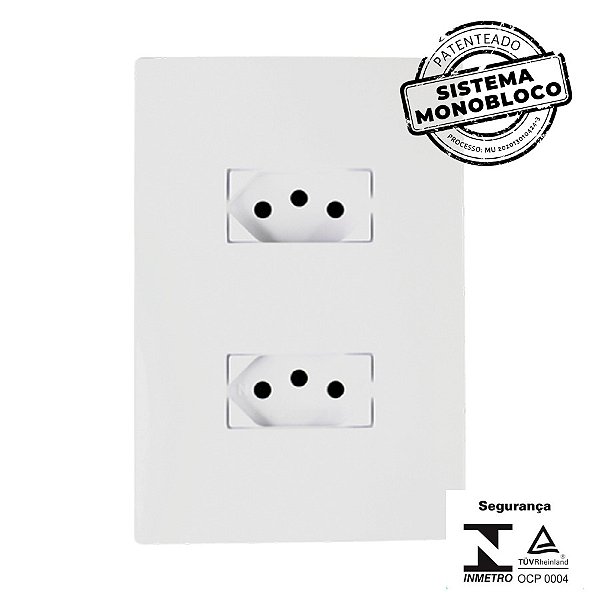 CJ 2 TOMADAS 2P+T 10A 250V SEPARADAS MONOBLOCO STYLUS ILUMI