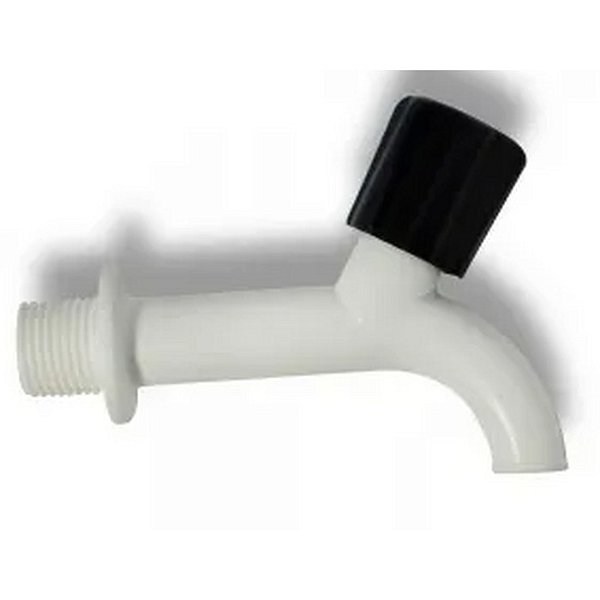 TORNEIRA P/ TANQUE CURTA C/ ADAPTADOR MULTIUSO 3/4 x 1/2 POL BRANCA REBOUÇAS
