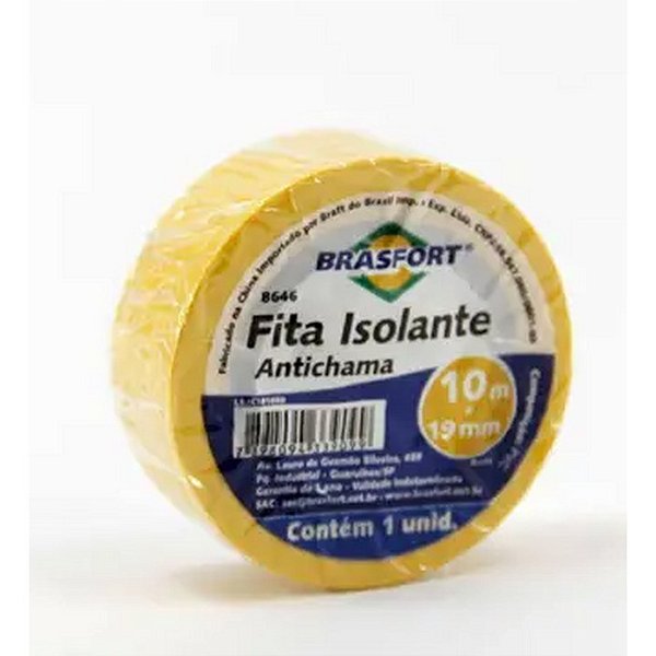FITA ISOLANTE ANTICHAMA 10 MTS AMARELA BRASFORT