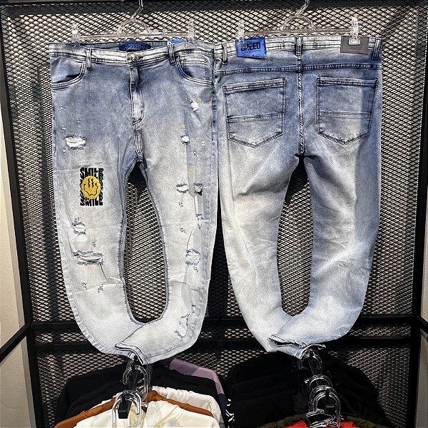 CALÇA CREED JEANS EMOTICON SMILE BORDADO