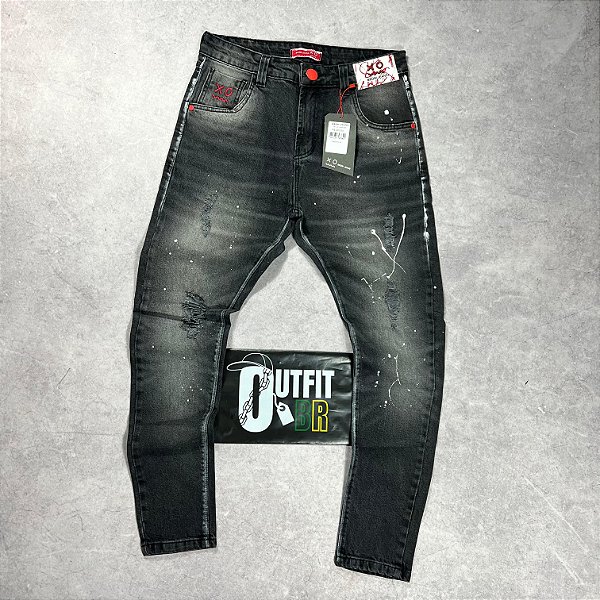 CALÇA BROW JEANS BLACK RED
