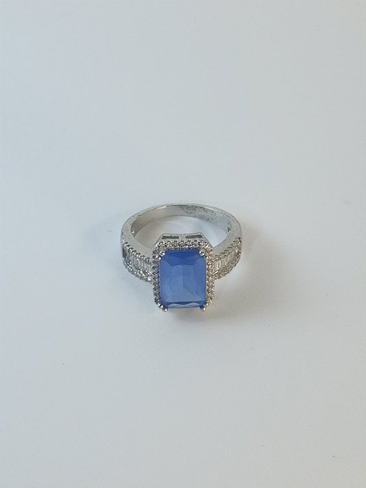 ANEL KUNZITA AZUL FUSION RETANGULAR COM ZIRCONIAS