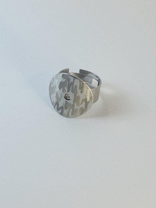 ANEL AÇO CIRURGICO REDONDO COM ZIRCONIA CENTRAL - REGULAVEL