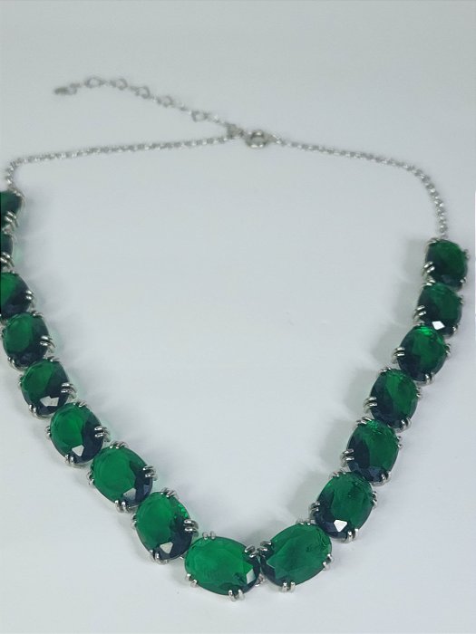 COLAR SARA CHOKER ESMERALDA FUSION - 30 CM - RODIO BRANCO