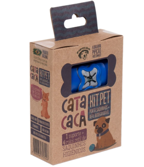 Kit Higiênico Porta Cata Caca Com 4 Rolos de Saquinhos
