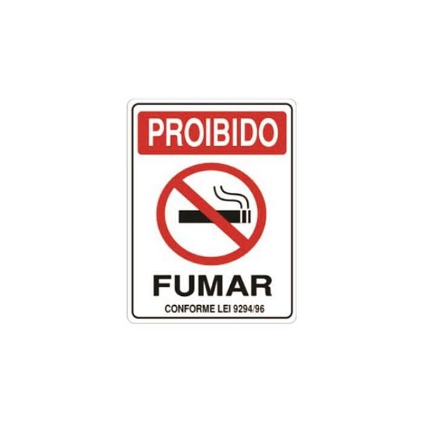 PLACA SINALIZACAO PROIBIDO FUMAR 15X20