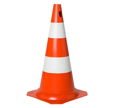 CONE SINAL PEQUENO 50CM LARANJA BRANCO