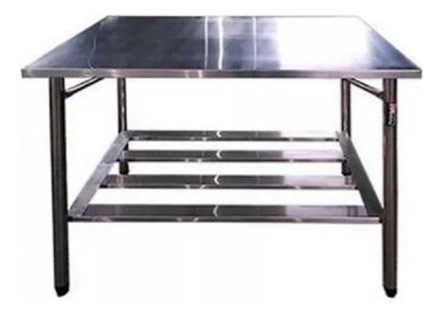 Mesa De Aço Inox Com Prateleira Inferior 70x70x85