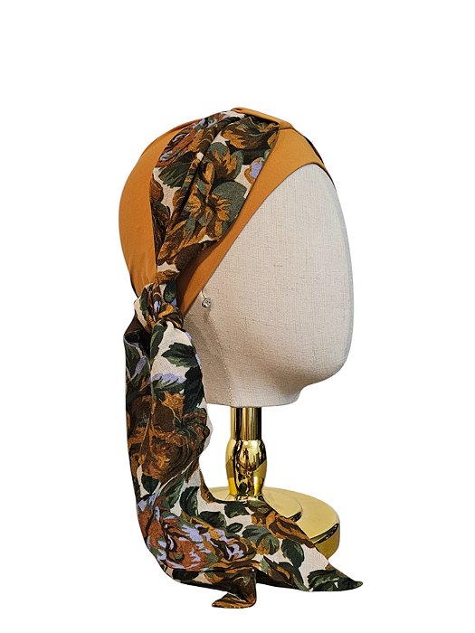 Turbante Aatma Damasco UV 50+ com Lenço Floral