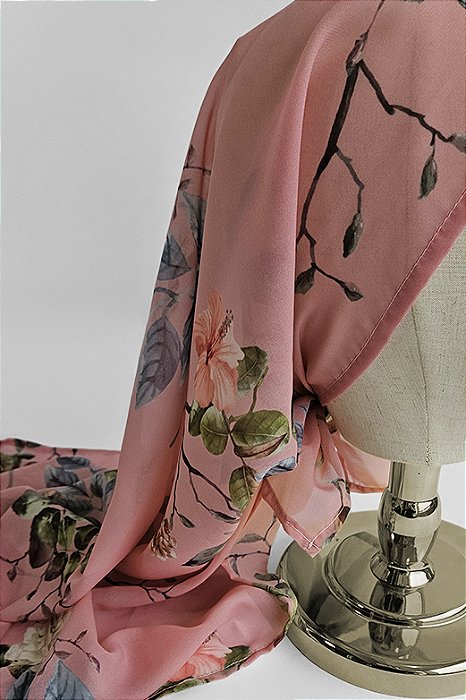 Lenço Rosa Romance | 90 x 90