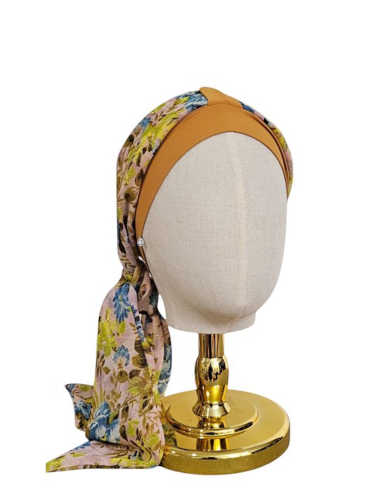Turbante Aatma Damasco UV 50+ com Lenço Caminho das Flores