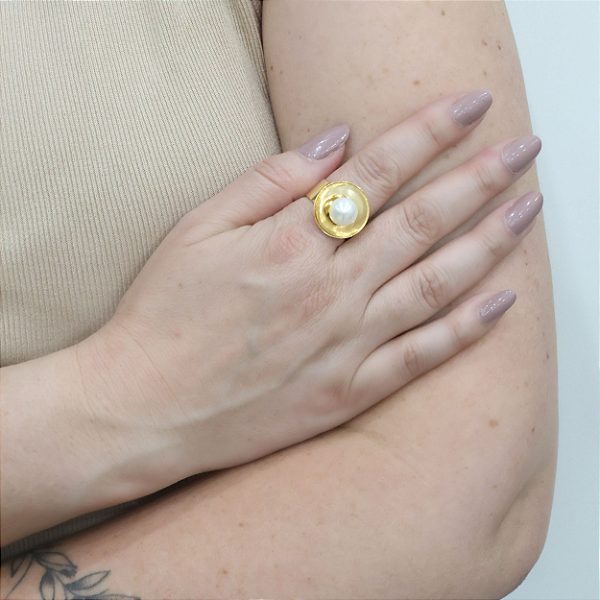 ANEL REGULÁVEL COM PÉROLA CENTRAL