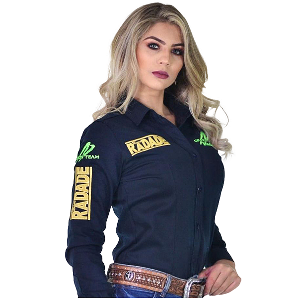 Camisa Country Feminina Bordada Manga Longa Cowboy Green Radade