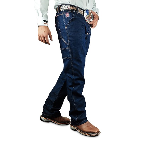 Calça Country Masculina Carpinteira Com Elastano Os Boiadeiros